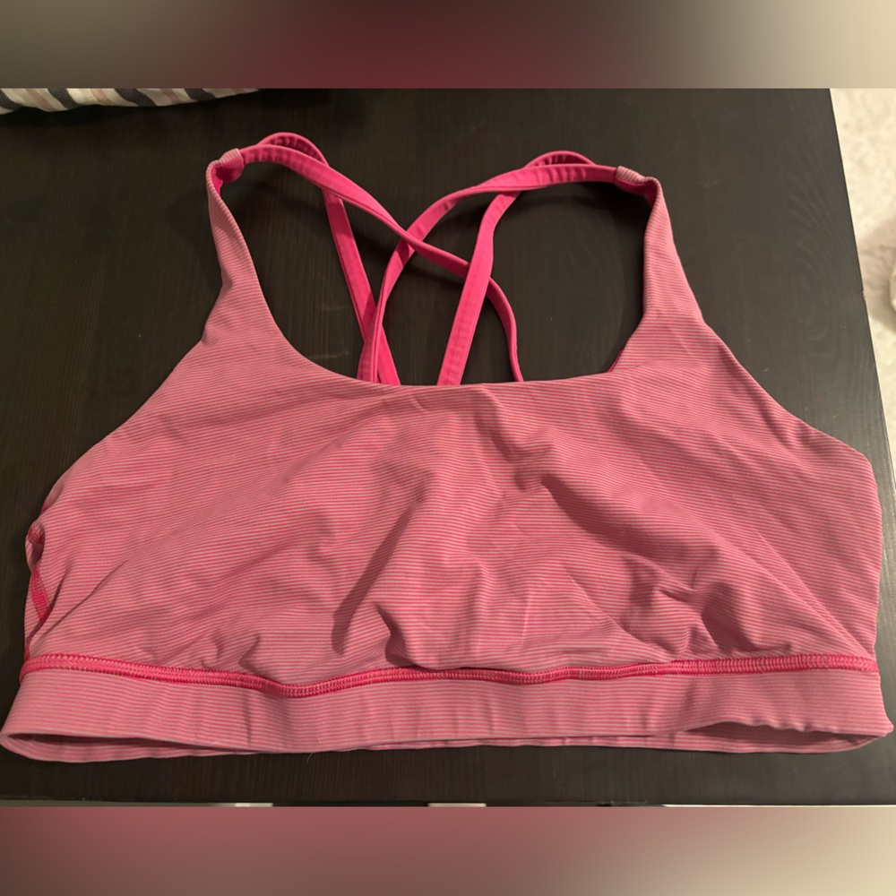 Lululemon bra pink and grey stripe
